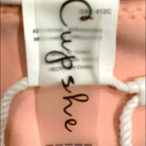 CUPSHE BIKINI Navy & Peach Color Block High Waisted Twisted Tie Plunge Top NWT - Picture 6 of 11